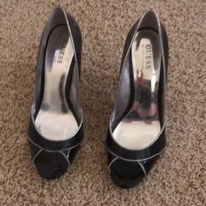 Black and silver platform shoes